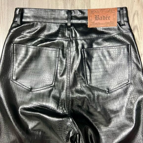 NWOT Badee for Dolls Kill brand black embossed faux leather pants szS. - Picture 12 of 15